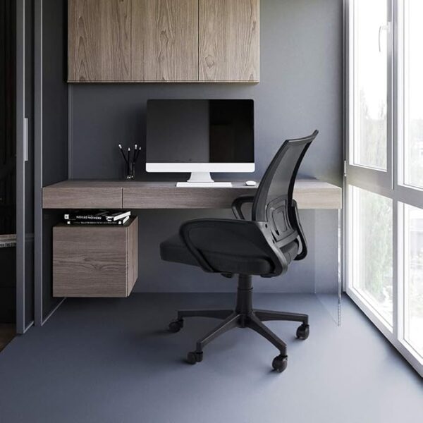 Mid Back Clerical Task Office Chair with ergonomic design, adjustable height, and padded seat for comfort in an office environment.