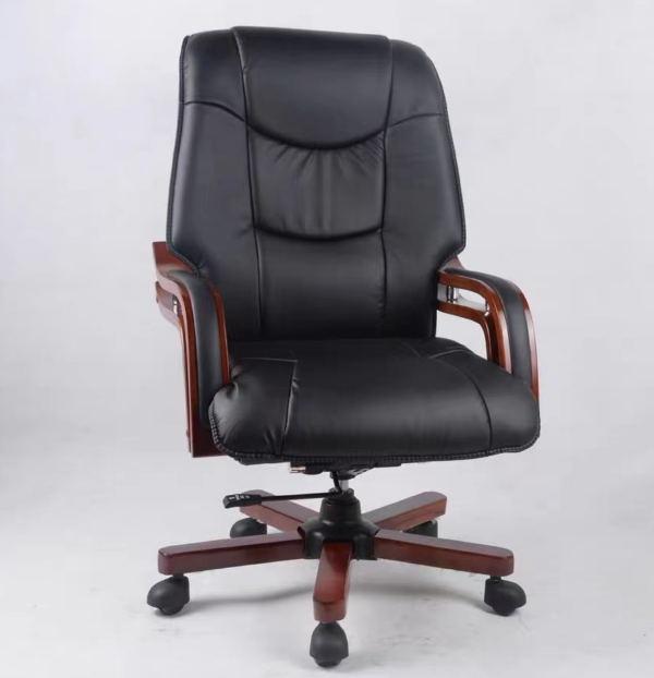 Executive Modern Leather Office Chair with ergonomic design, padded armrests, and adjustable features for comfort and support.