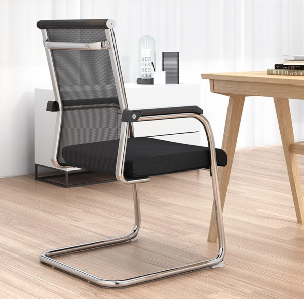 Office Mesh Guest Waiting Chair with a breathable mesh back, ergonomic design, and chrome frame, perfect for reception or waiting areas.