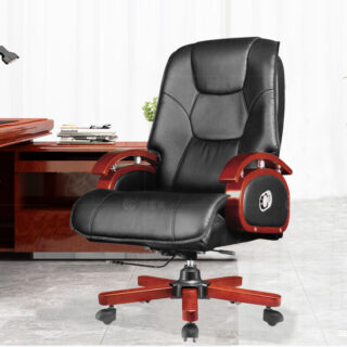 Executive Reclining Leather Office Seat with ergonomic design, adjustable features, and high-quality leather upholstery for ultimate comfort.