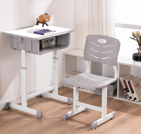 Adjustable Plastic Kid's Desk and Chair Set with a height-adjustable desk and chair, designed for ergonomic comfort and durability.