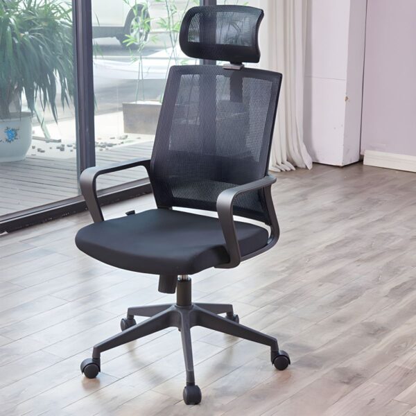 High Back Ergonomic Mesh Armchair with adjustable seat height, fixed armrests, and breathable mesh back for comfort and support.