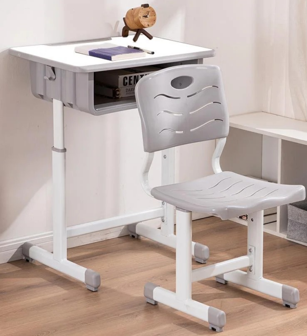 Adjustable Plastic Kid's Desk and Chair Set with a height-adjustable desk and chair, designed for ergonomic comfort and durability.