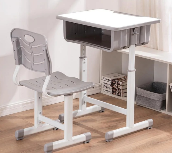 Adjustable Plastic Kid's Desk and Chair Set with a height-adjustable desk and chair, designed for ergonomic comfort and durability.