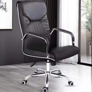 Luxurious Leather Study Chair with Armrest, featuring a smooth leather finish, ergonomic design, and adjustable height for ultimate comfort and support.