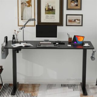 140cm Standing Office Computer Desk with adjustable height, spacious work surface, and cable management for a clean and ergonomic workspace.