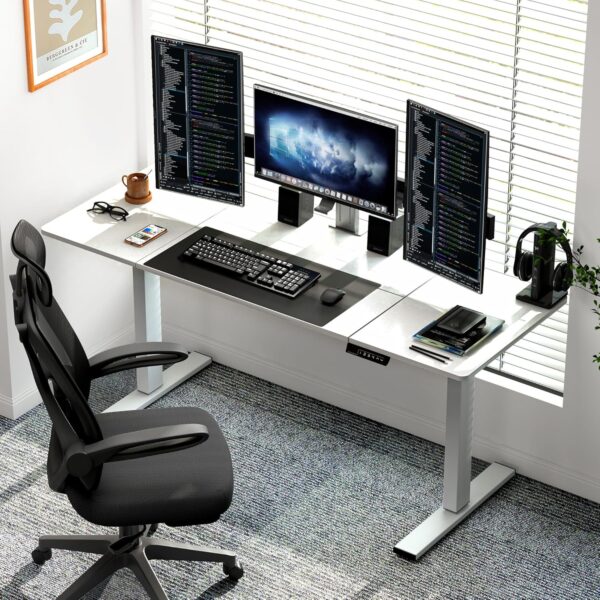 Electric Standing Motorized Office Desk with adjustable height, promoting comfort and productivity in the workspace.