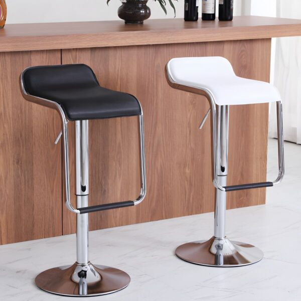 Leather Adjustable Footrest Barstool with adjustable height and built-in footrest, designed for comfort and style in any home or office space.