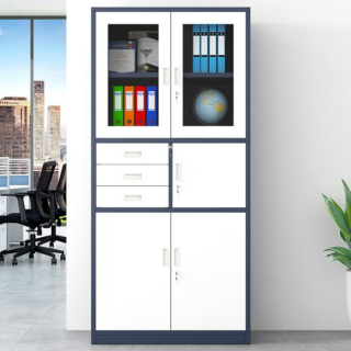 2-Door Storage Office Cabinet with Safe, featuring ample storage space and a secure locking mechanism for valuables.