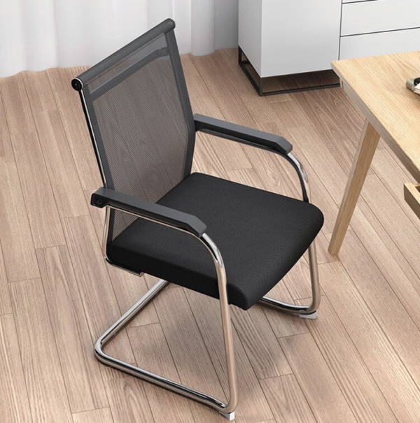 Office Mesh Guest Waiting Chair with a breathable mesh back, ergonomic design, and chrome frame, perfect for reception or waiting areas.