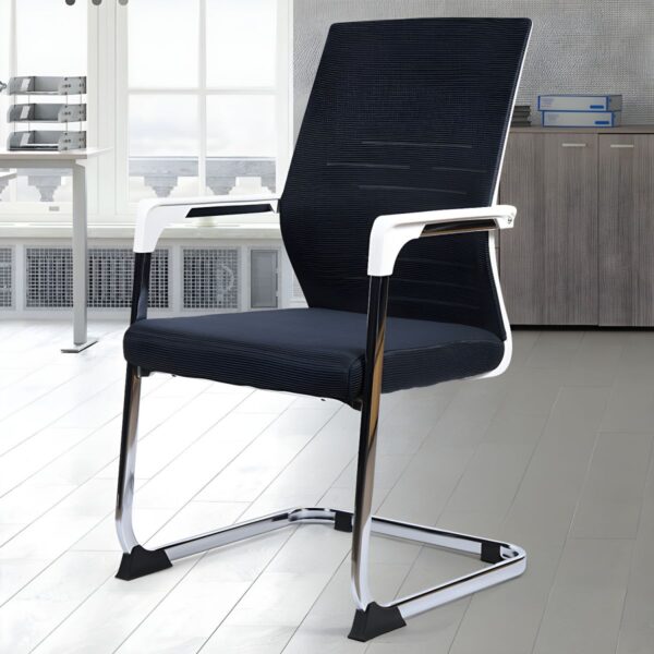 Office Ergonomic Conference Chair with adjustable height, lumbar support, padded seat, and breathable mesh back for comfort during long meetings and conferences.