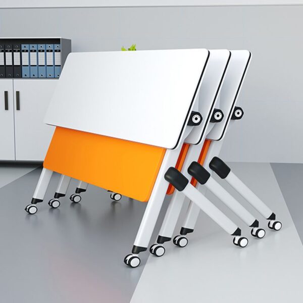 Modern Foldable Table with Casters, designed for easy mobility and space-saving storage, ideal for various settings.