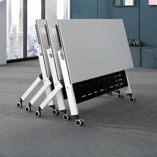 Office Foldable Rectangle Training Table with sturdy frame, spacious surface, and foldable design for easy storage and portability in office or training environments.