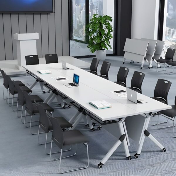 120cm Office Foldable Table with modern design and foldable trestle base, perfect for work, meetings, or events.