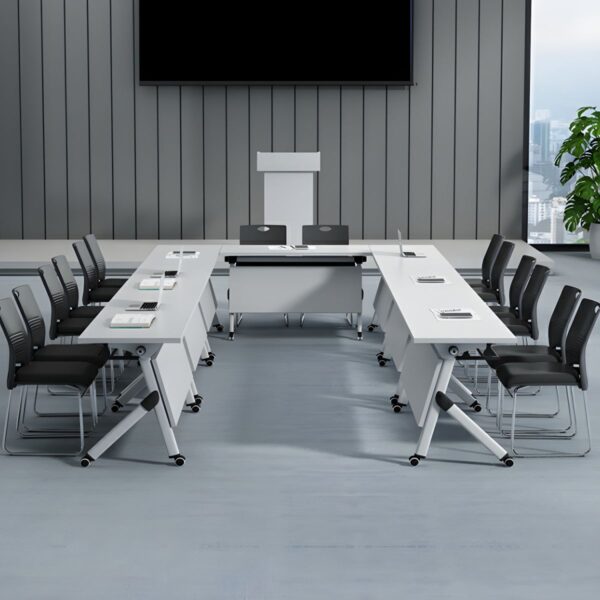 120cm Office Foldable Table with modern design and foldable trestle base, perfect for work, meetings, or events.