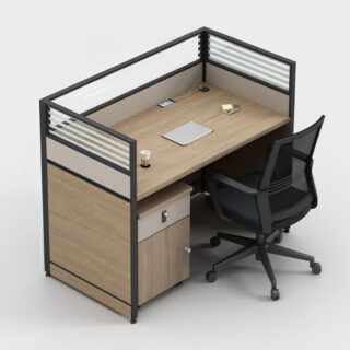 A versatile 1-Way Modular Office Workstation with ergonomic design, spacious work surface, and integrated cable management, perfect for modern office spaces.