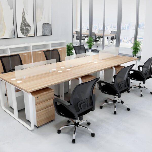 Office Swivel Clerical Chair with adjustable height, cushioned seat, and fixed armrests in a modern office setting.