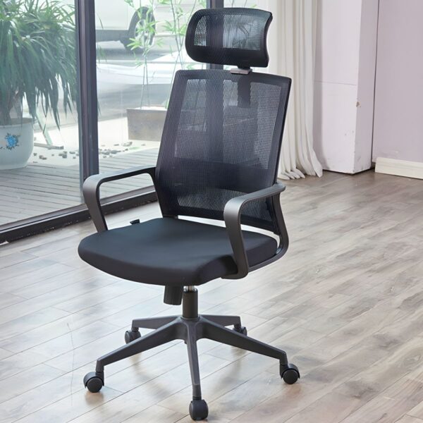 Office Mesh Ergonomic Chair with breathable mesh back, adjustable height, and ergonomic lumbar support in a modern office setting.