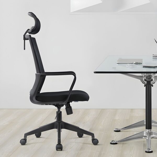 Office Mesh Ergonomic Chair with breathable mesh back, adjustable height, and ergonomic lumbar support in a modern office setting.