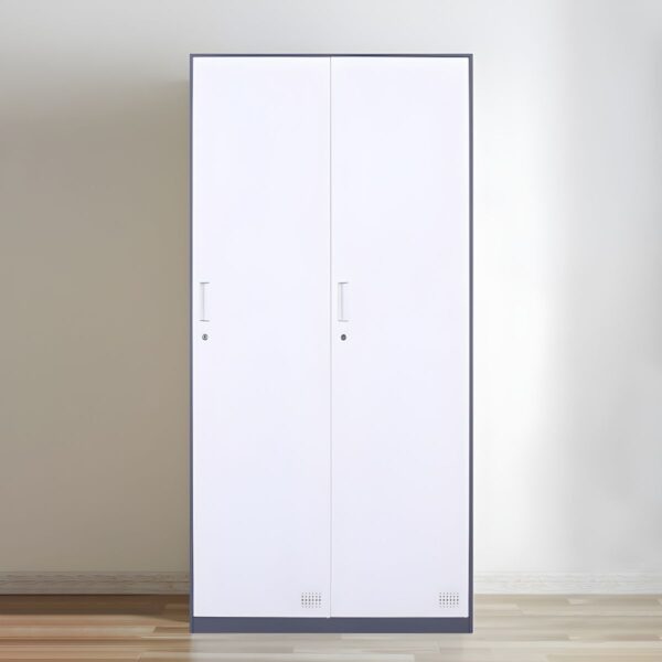 Office 2-Door Storage Cabinet with adjustable shelves and secure doors in a professional office environment.