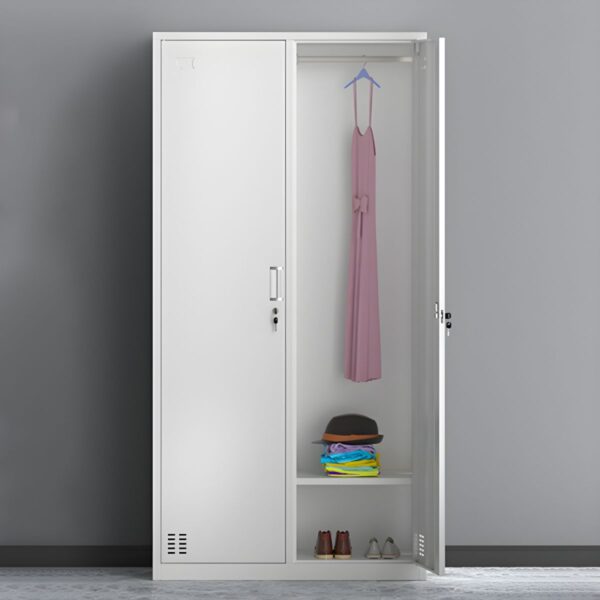 Office 2-Door Storage Cabinet with adjustable shelves and secure doors in a professional office environment.