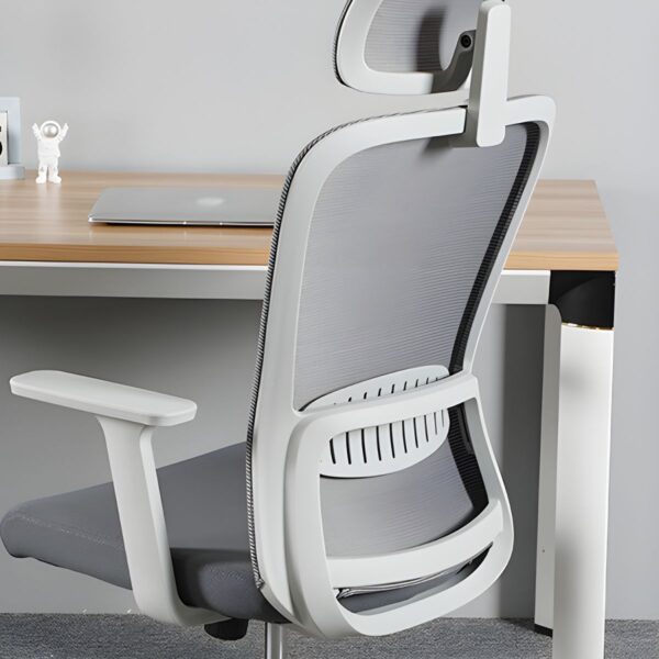 An Ergonomic Office Mesh Chair featuring a breathable mesh back, adjustable height, lumbar support, and padded seat, designed for comfort during extended work hours.