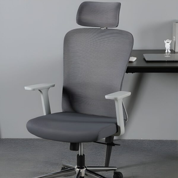 An Ergonomic Office Mesh Chair featuring a breathable mesh back, adjustable height, lumbar support, and padded seat, designed for comfort during extended work hours.