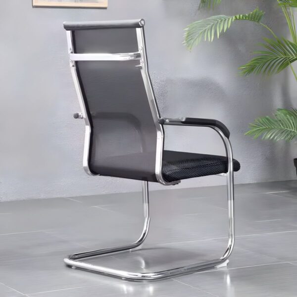 Office Mesh Conference Chair with breathable mesh back, ergonomic lumbar support, adjustable height, and smooth-rolling casters.