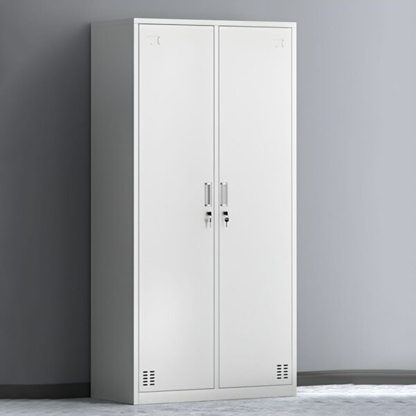 Office 2-Door Storage Cabinet with adjustable shelves and secure doors in a professional office environment.