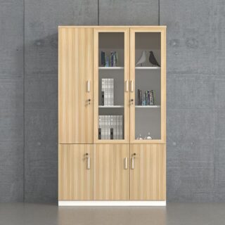 A 3-door wooden Office Storage Cabinet designed for organization, featuring ample storage space and a modern finish.