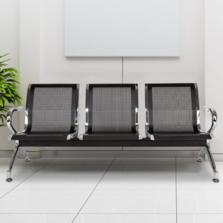 Office Waiting Bench 3-Link with three connected seats, designed for comfort and style in reception areas or waiting rooms.