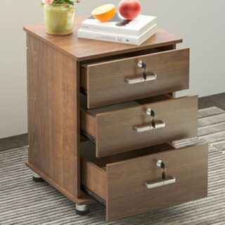 Office 3 Drawer Mobile Pedestal with smooth-gliding drawers and casters, offering compact and secure storage for office supplies and documents.