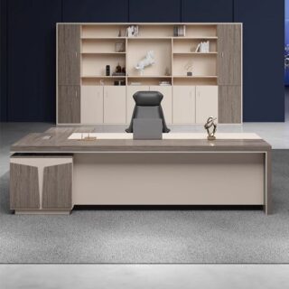 An L-Shaped Office Desk 160cm with a sleek design, offering a spacious workspace for computers, documents, and office supplies in any office environment.