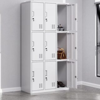 9-Locker Office Storage Cabinet with individual lockers for secure and organized storage, perfect for office environments.