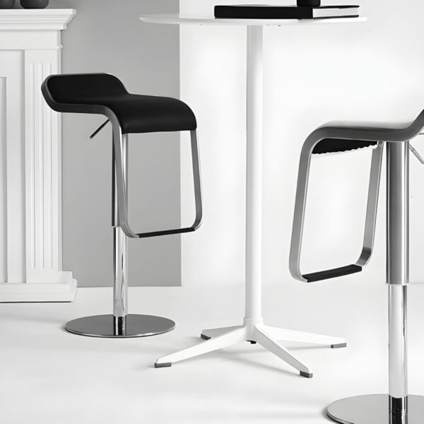 Office Swivel Leather Stool with adjustable height, 360-degree swivel, and sleek leather upholstery in a professional office setting.