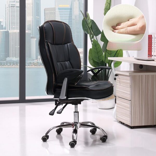 Office Leather Generic Chair with ergonomic design, adjustable height, smooth-rolling casters, and leather upholstery for comfort and style.