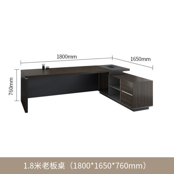 Command Attention, Drive Productivity Redefine your workspace with the 1.8 Meter Executive Office Desk, designed to make a bold statement while offering functional excellence. With a generous desktop, refined finishes, and integrated storage solutions, this desk is ideal for executives, managers, and professionals who demand both style and performance. Whether in a corporate office or a high-end home setup, this desk enhances focus, organization, and executive presence. Spacious Desktop for Seamless Workflow With a width of 1800mm (1.8 meters), this desk provides a wide surface to accommodate multiple monitors, documents, desktop organizers, and more — without feeling cluttered. The expansive layout makes multitasking easier, whether you're in meetings, reviewing reports, or working on creative projects. Its generous surface area encourages a clean, organized workspace, boosting both efficiency and confidence. Sophisticated Design Meets Lasting Durability Crafted with high-quality engineered wood, MDF, or laminated veneer, the 1.8m executive desk is built to withstand daily wear while maintaining a premium, professional appearance. Its scratch- and stain-resistant surface ensures longevity, while elegant finishes such as walnut, espresso, matte black, or oak help complement any office décor. Optional features like modesty panels, metal legs, or wooden frames add structure and sophistication to your setup. Integrated Storage and Cable Management This desk doesn’t just look good — it works smart, too. Choose models with lockable drawers, filing cabinets, or side returns for extra storage. Built-in cable management holes or grommets help keep wires tidy and out of sight, so your workspace stays clean and distraction-free. Key Features 📏 Spacious 1.8-Meter Desktop: Ideal for executive offices and multi-device setups. 🪵 Premium Construction: Built from engineered wood or MDF with durable, laminated finishes. 🗄️ Integrated Storage Options: Includes drawers or return cabinets for files and supplies. 🧼 Scratch & Stain Resistant: Easy-to-clean surfaces ensure a polished look at all times. 🎨 Executive Finishes: Available in walnut, espresso, black, white, oak, and more. 🔐 Secure Storage (Optional): Lockable drawers for confidential documents and personal items. 🧩 Cable Management: Grommets or cable channels help maintain a clutter-free desktop. 🪑 Ergonomic Design: Standard 750mm height for optimal comfort with office chairs. 🛠️ Easy Assembly: Shipped flat-packed with instructions or available with professional installation. Perfect for Leadership Offices, Corporate Suites & Home Workspaces From C-suite offices to high-end home setups, the 1.8 Meter Executive Desk fits seamlessly into any professional environment. Its combination of spaciousness, sophistication, and storage makes it ideal for anyone needing an organized, stylish workspace that supports productivity.