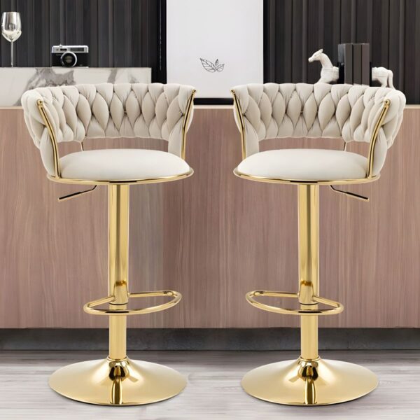 Velvet Upholstered Counter Stool - Image 5
