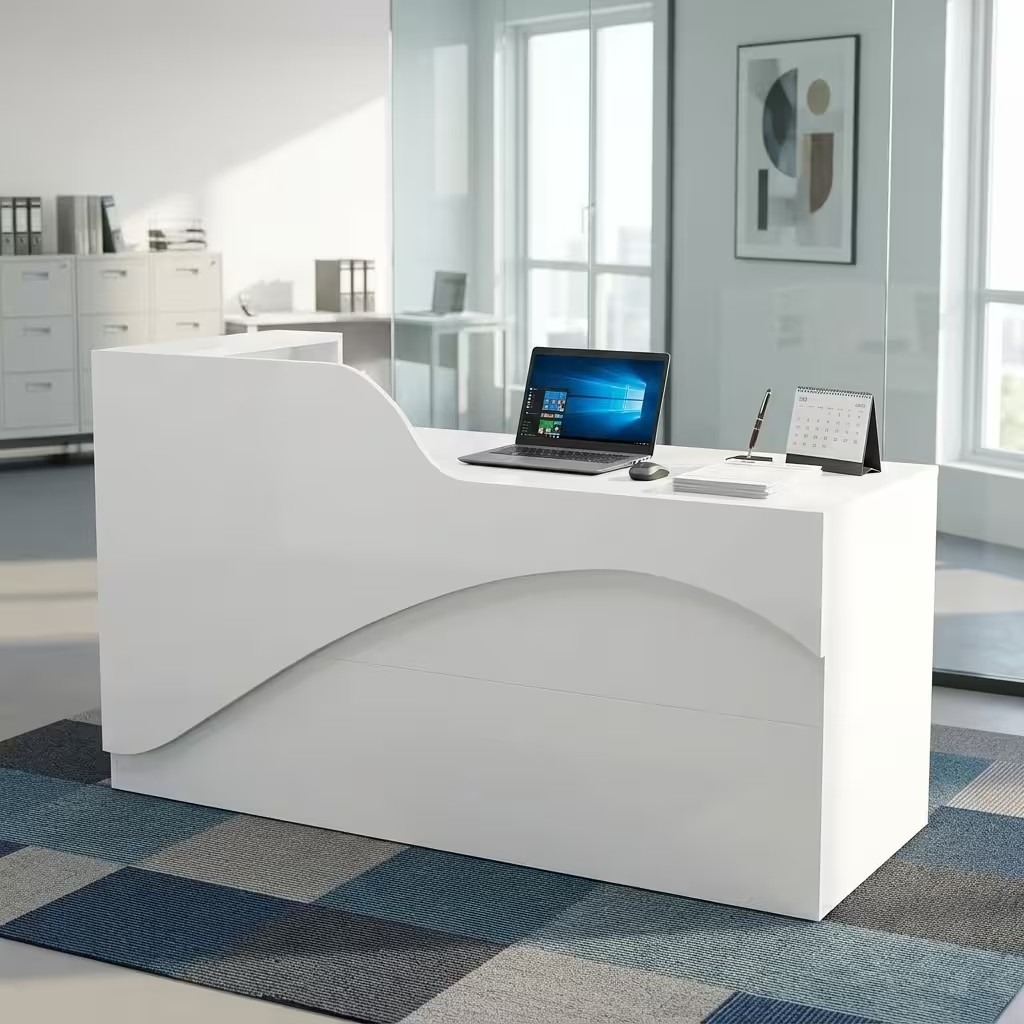 reception office desk, front desk console, lobby greeting counter, premium salon reception desk, luxury office reception counter, compact check-in desk, modern corporate reception table, welcoming office workstation, multi-person reception counter, solid wood greeting desk, mahogany front office desk, walnut circular reception table, dark oak lobby desk, white modern check-in table, minimalist reception centerpiece, industrial style front desk, veneer executive reception counter, glass top greeting desk, curved reception counter alternative, small clinic reception desk, 4 foot reception table, 6 foot corporate counter, 8 foot front desk, commercial registration desk, co-working space greeting station, huddle area check-in table, private practice reception desk, seminar registration table, institutional front office desk, university reception counter, corporate headquarters lobby furniture, executive suite entrance desk, b2b office furniture, commercial grade reception workstation, BIFMA certified front desk, heavy duty greeting table, scratch resistant counter surface, waterproof front office top, wire management reception desk, built-in cable grommet table, tech-integrated reception counter, power strip front office desk, media ready greeting station, hospitality check-in counter, center pedestal reception desk, custom wood counter desk, artisan crafted lobby table, wholesale corporate desks, bulk front desk furniture, affordable luxury reception table, premium entrance centerpiece, showroom quality greeting counter, corporate lobby desk with led, security guard check-in desk, real estate office front desk, hotel concierge desk, upscale spa reception table, law firm entrance counter, financial institution greeting desk