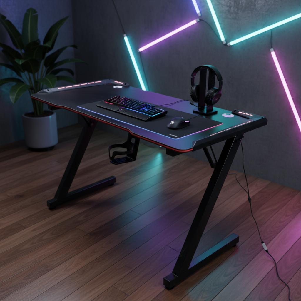 Gaming Desk with Led Lights - Image 12